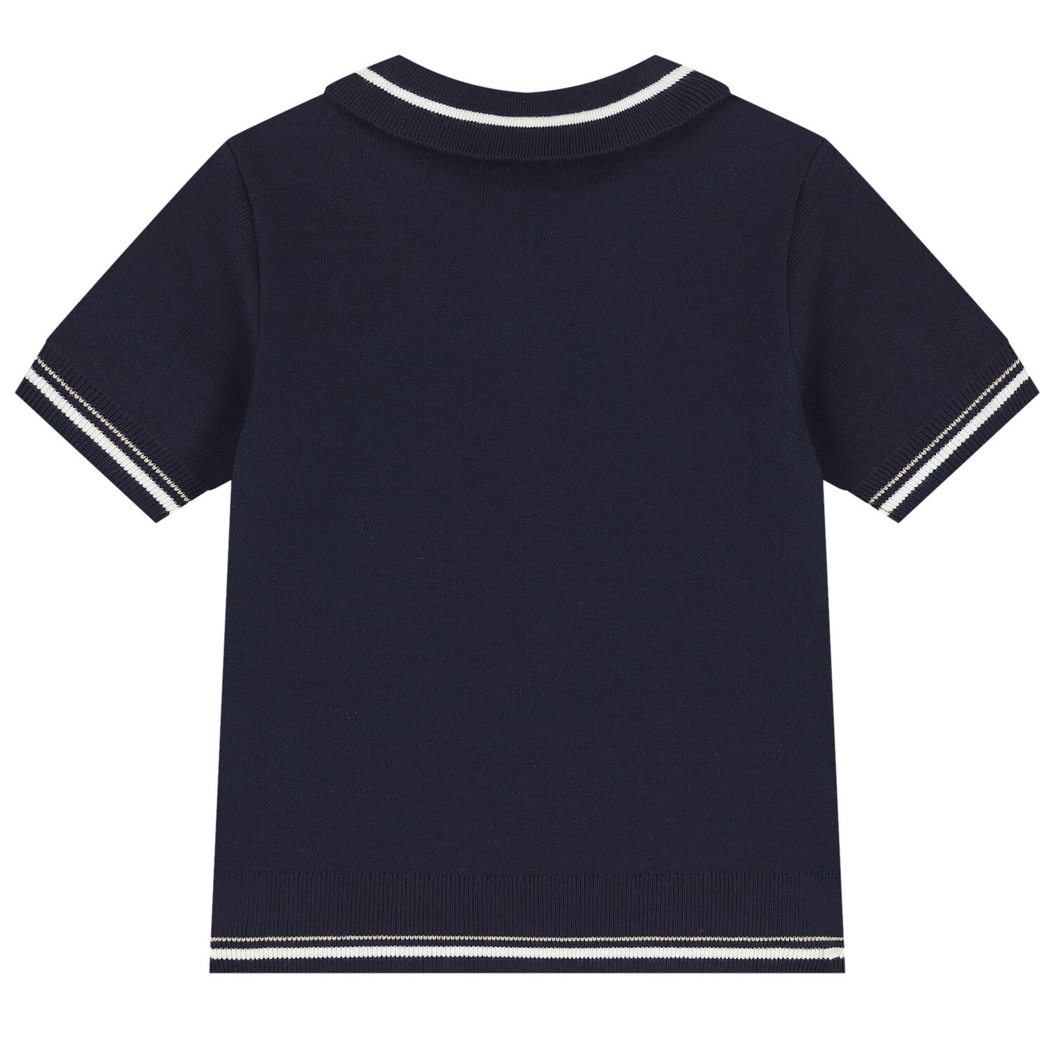 Girls Navy Blue Logo Knitted Polo Shirt, 2, hi-res