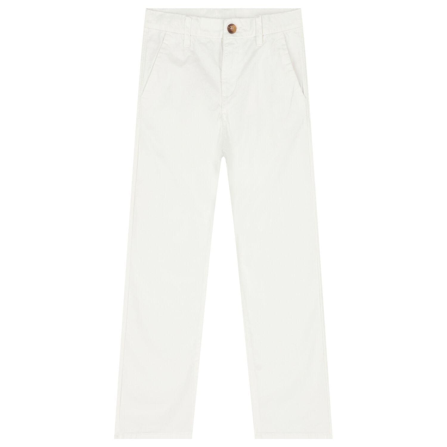 Boys White Chino Trousers, 2, hi-res