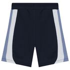 Boys Navy Blue Striped Shorts, 1, hi-res