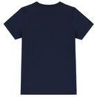 Boys Navy Striped Logo T-Shirt, 1, hi-res