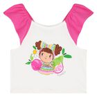 Younger Girls White & Pink Shorts Set, 1, hi-res