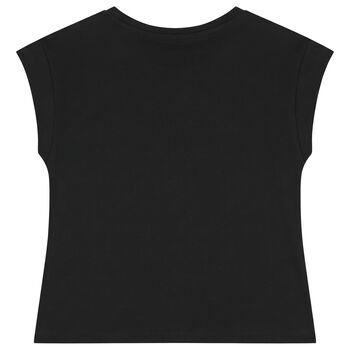 Girls Black Embellished Logo T-Shirt