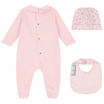 Baby Girls Pink Teddy Logo Babygrow Set