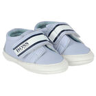 Baby Boys Blue & White Logo Pre Walker Shoes, 1, hi-res