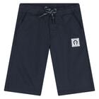 Youngers Boys White & Navy Blue Logo Shorts Set, 1, hi-res