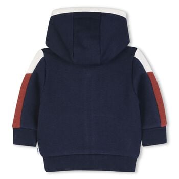 Younger Boys Navy Blue Hooded Zip Up Top