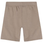Boys Beige Logo Shorts, 1, hi-res