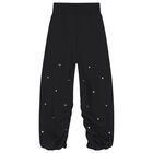 Girls Black Crystal Logo Joggers, 1, hi-res