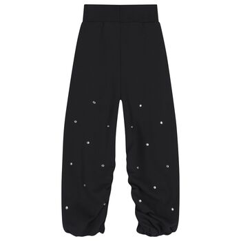 Girls Black Crystal Logo Joggers
