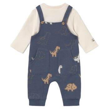 Baby Boys Ivory & Navy Blue Dinosaur Romper