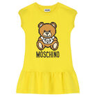 Girls Yellow Teddy Logo Dress, 7, hi-res