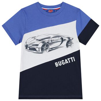 Boys Navy Blue, White & Blue Logo T-Shirt