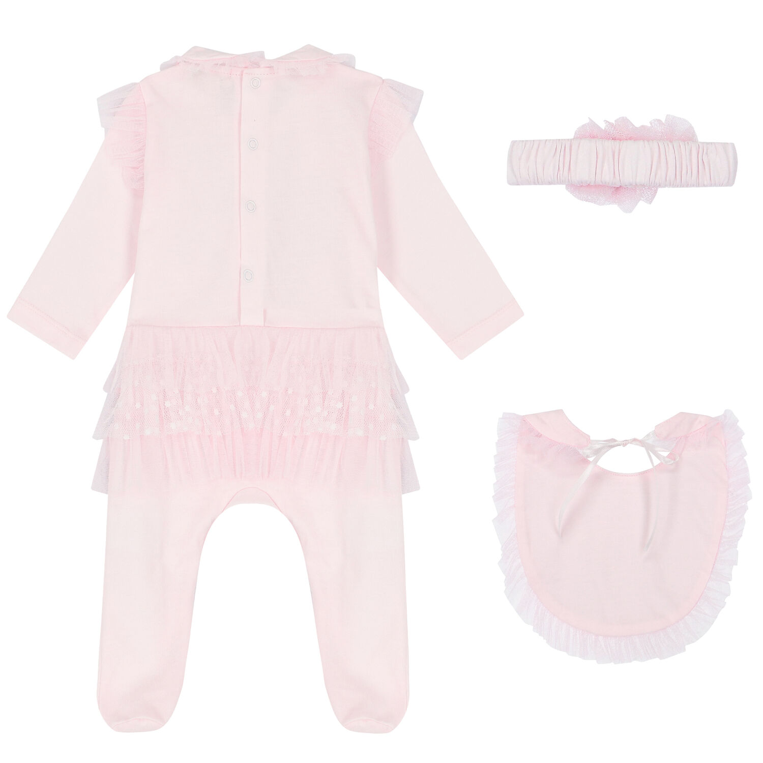 Baby Girls Pink Embellished Babygrow Set, 1, hi-res image number null