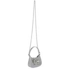 Girls Metallic Silver Diamante Bow Handbag ( 16CM ), 1, hi-res