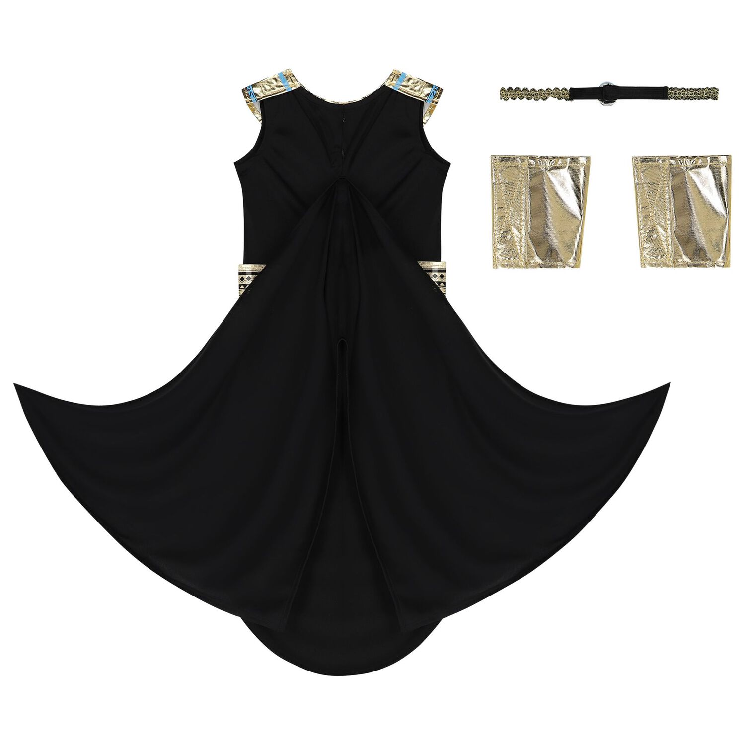 Girls Black & Gold Egyptian Pharoah Costume, 1, hi-res