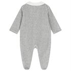Baby Boys Grey Embroidered Animal Babygrow, 2, hi-res
