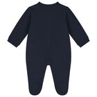 Baby Boys Navy Blue Logo Babygrow, 1, hi-res