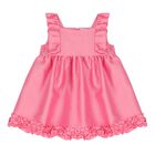 Baby Girls Pink Ruffled Satin Dress, 1, hi-res