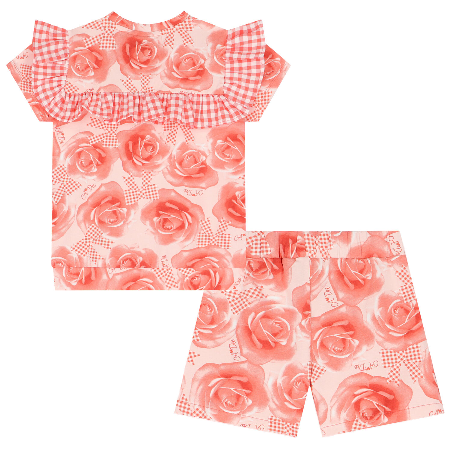 Girls Coral Roses Shorts Set, 1, hi-res
