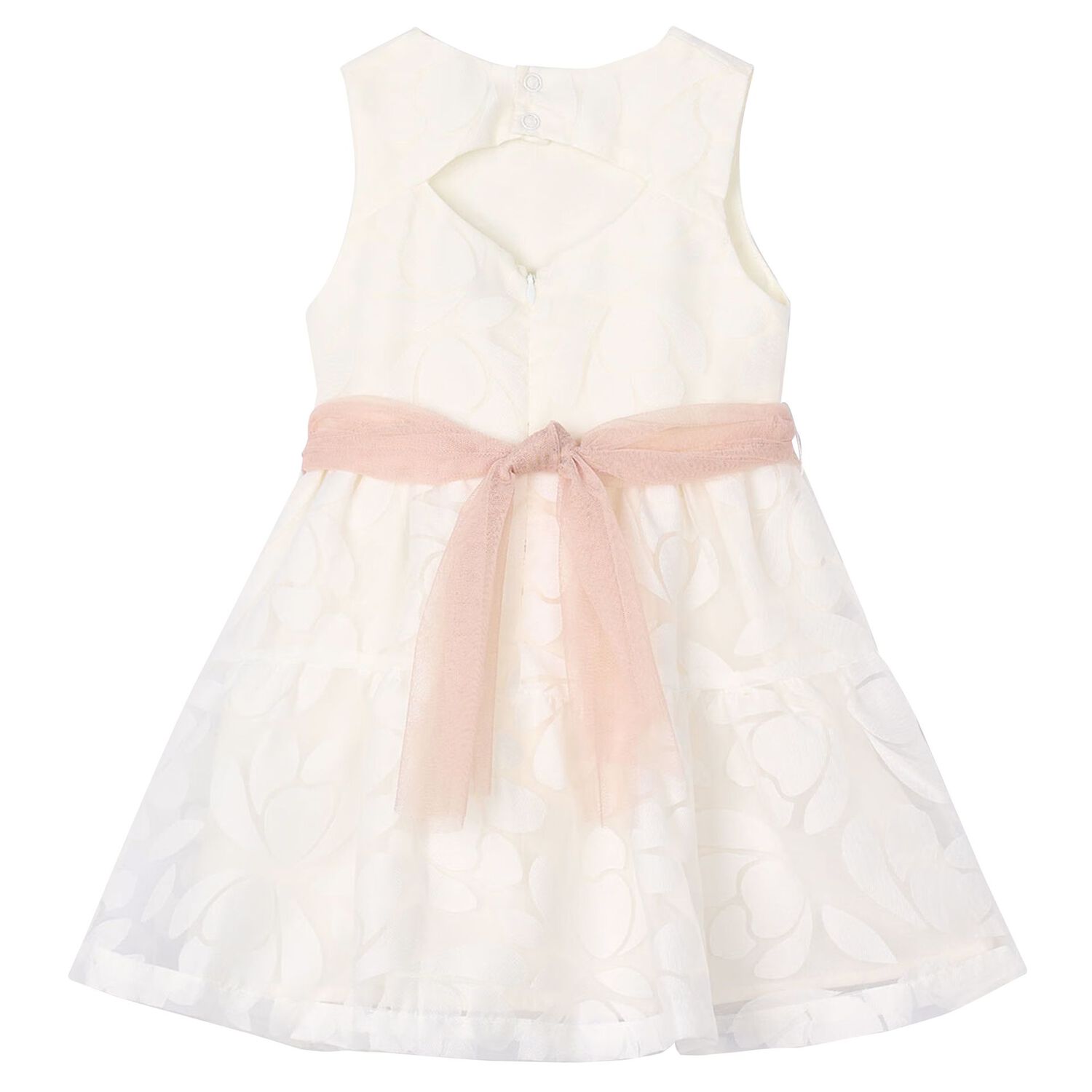 Girls Ivory Organza Floral Dress, 2, hi-res