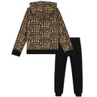 Boys Black Logo Tracksuit, 1, hi-res