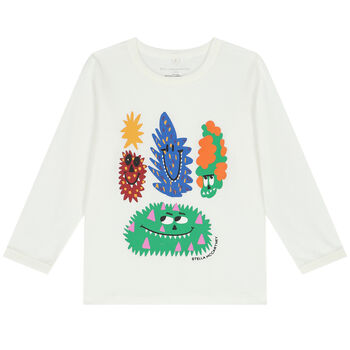 Boys Ivory Monster Long Sleeve Top