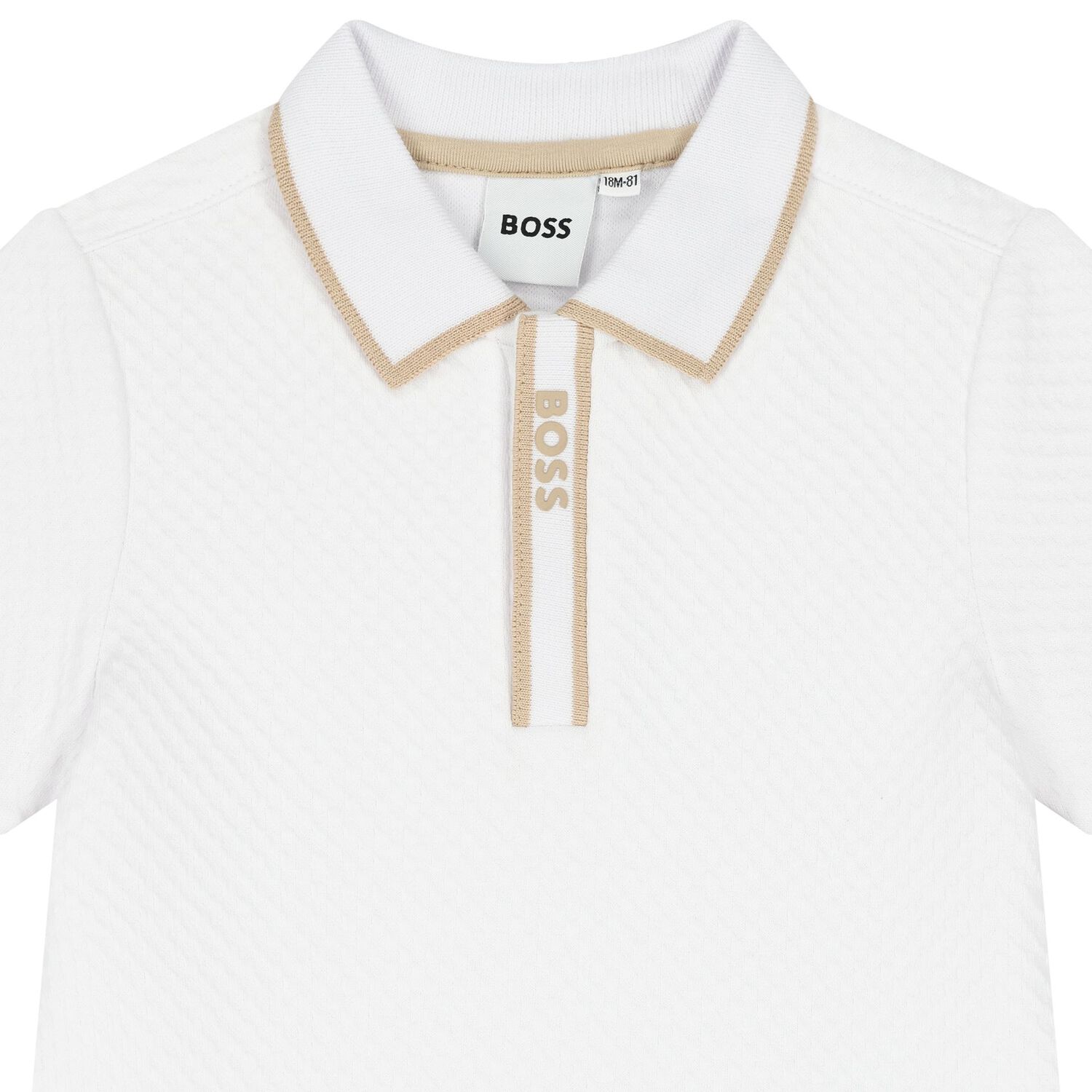 طقم شورت أولاد بالشعار باللون الأبيض والبيج, 1, hi-res