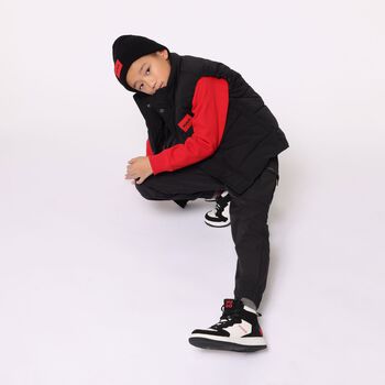 Boys Black & White Logo Trainers