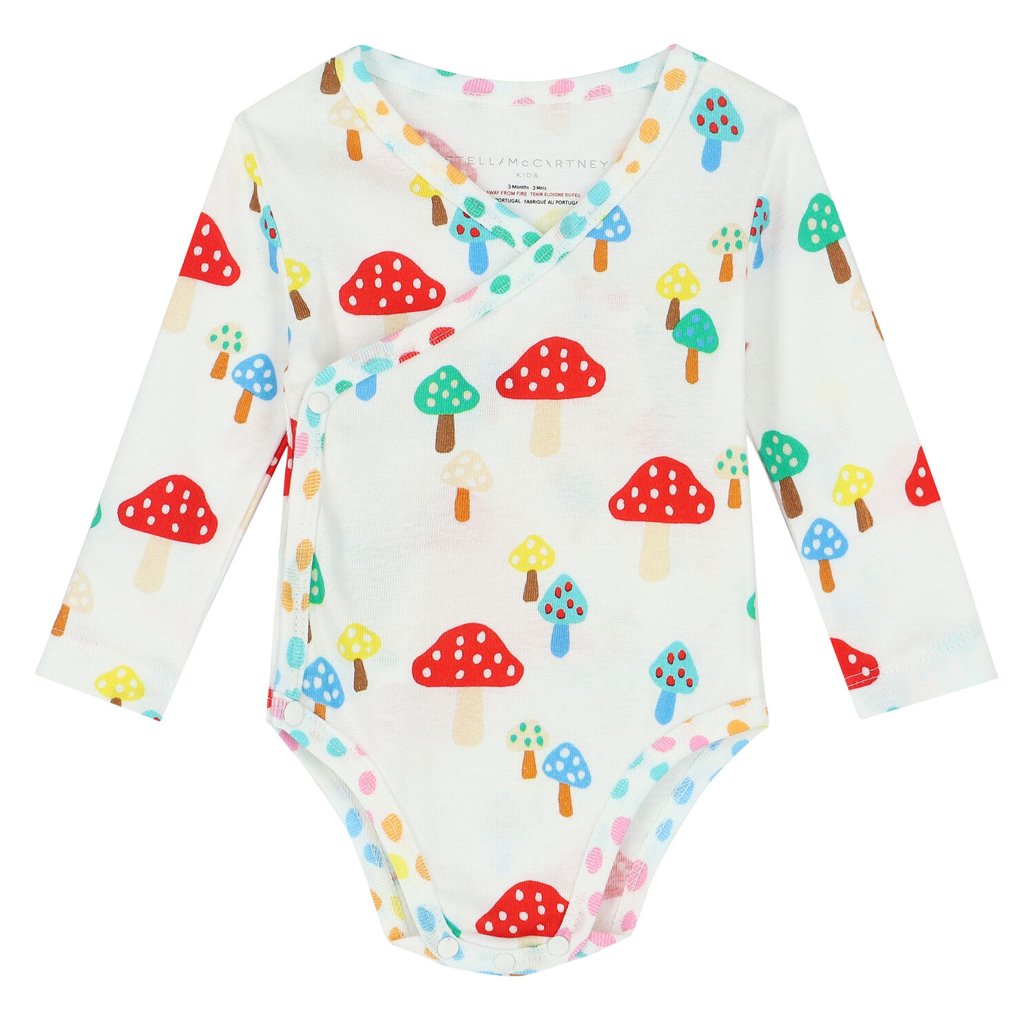 طقم بطبعة المشروم باللون الابيض للبنات (4 قطع), 1, hi-res