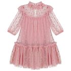 Girls Pink Star Tulle Dress, 2, hi-res