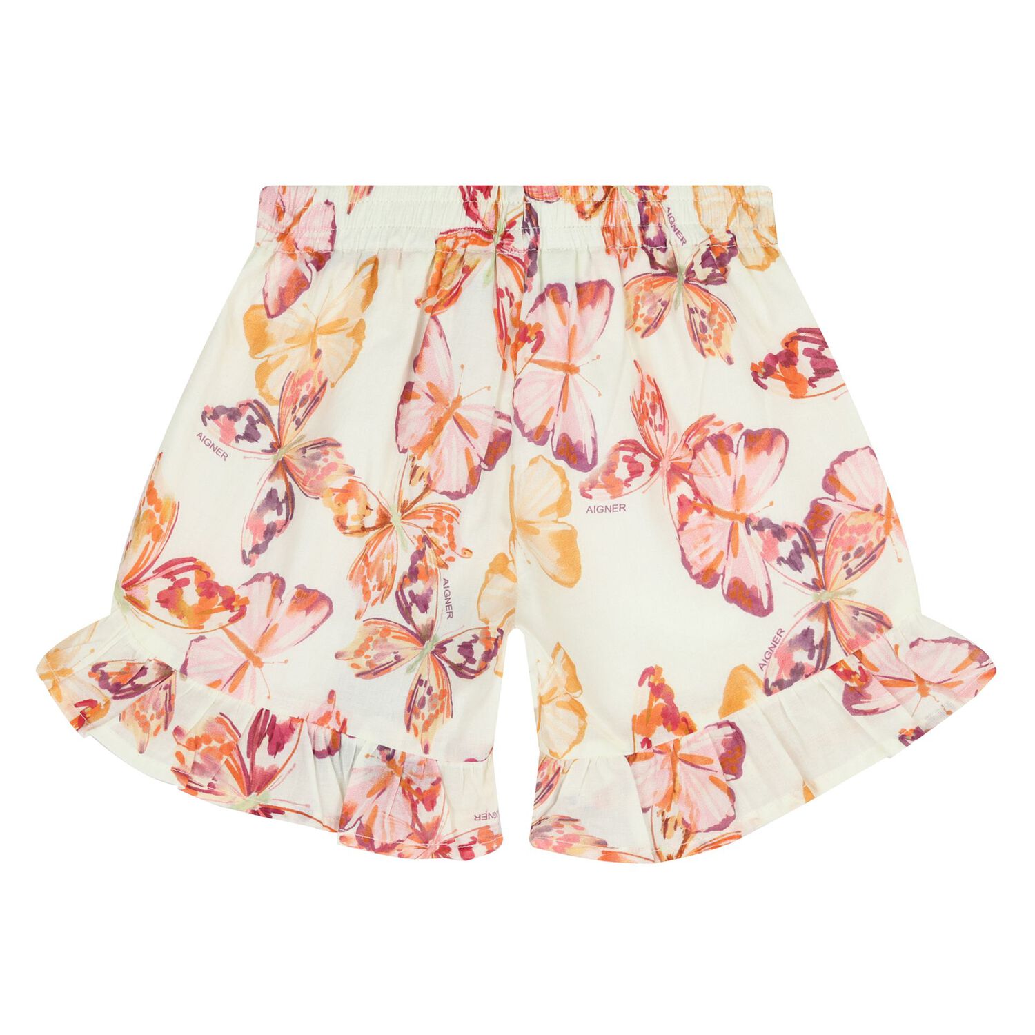 Younger Girls Ivory & Orange Butterfly Shorts Set, 1, hi-res