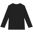 Boys Black Logo Long Sleeve Top, 1, hi-res