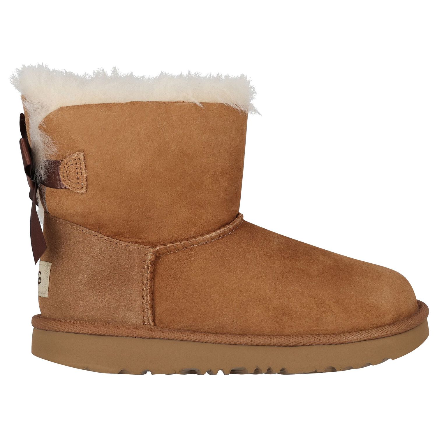 Girls Chestnut Brown Mini Bailey Bow II Suede Boots, 2, hi-res