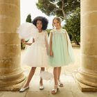 Girls White Sequin Tulle Flower Dress, 1, hi-res