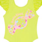 Younger Girls Yellow Candy Logo Swimsuit, 1, hi-res