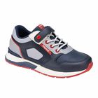 Boys Navy Blue Leather Trainers, 1, hi-res