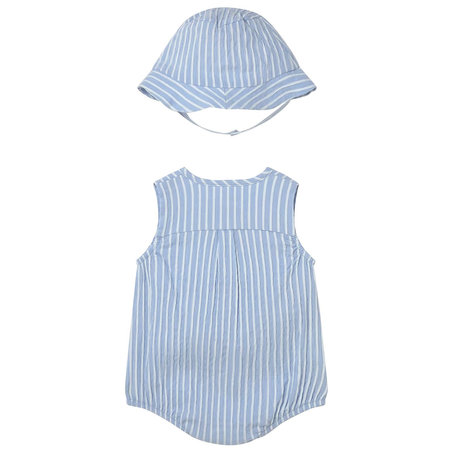 Baby Boys Blue & White Striped Bodysuit Set, 1, hi-res