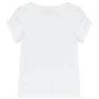 Girls White Teddy Bear Logo T-Shirt, 1, hi-res