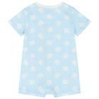 Baby Boys Blue Logo Romper, 1, hi-res