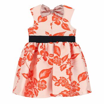 Girls Pale Pink & Orange Floral Dress