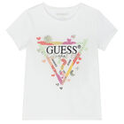Girls White Logo T-Shirt, 1, hi-res
