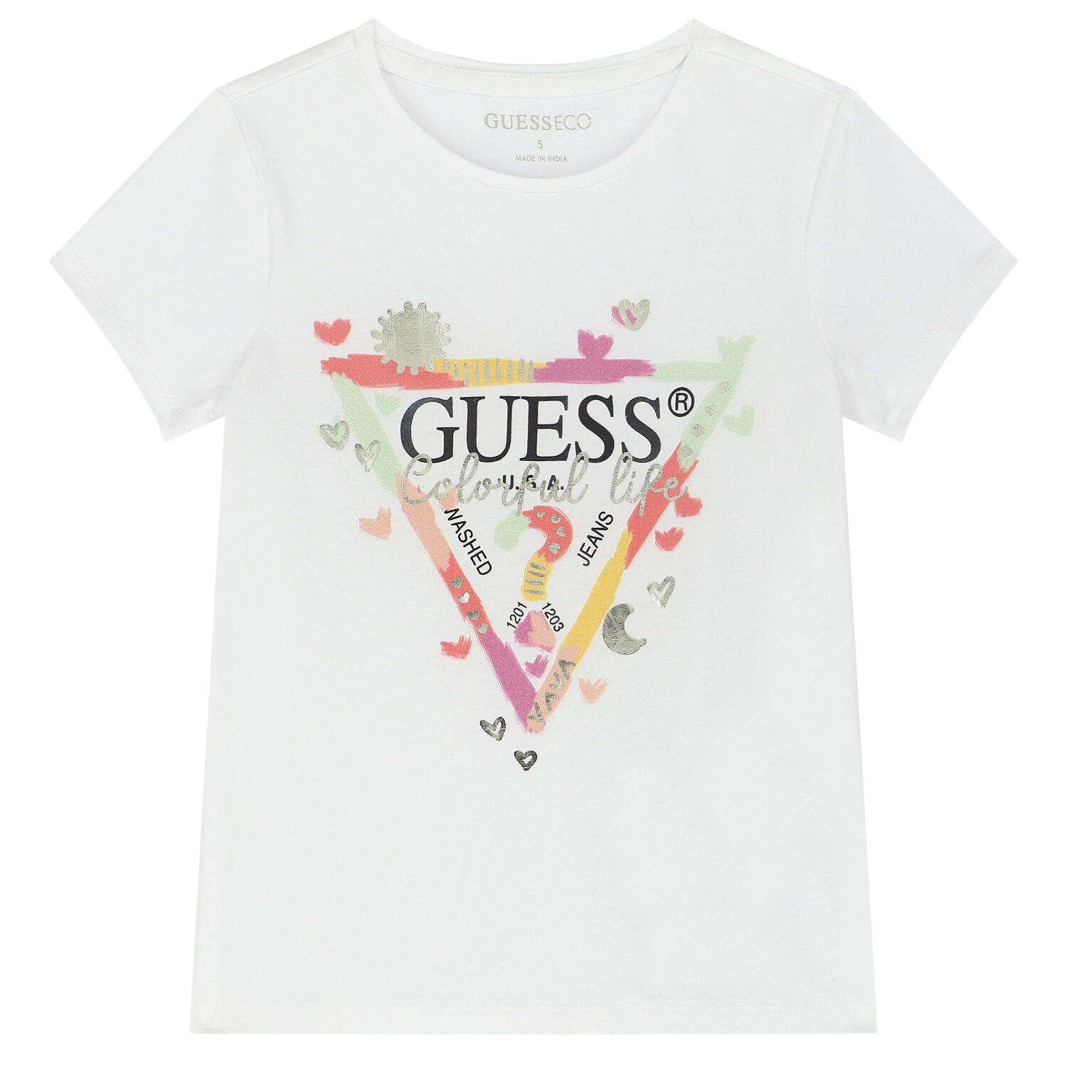 Girls White Logo T-Shirt, 1, hi-res