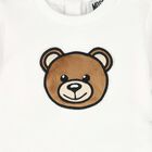 White Squeaky Teddy Logo Babygrow, 1, hi-res