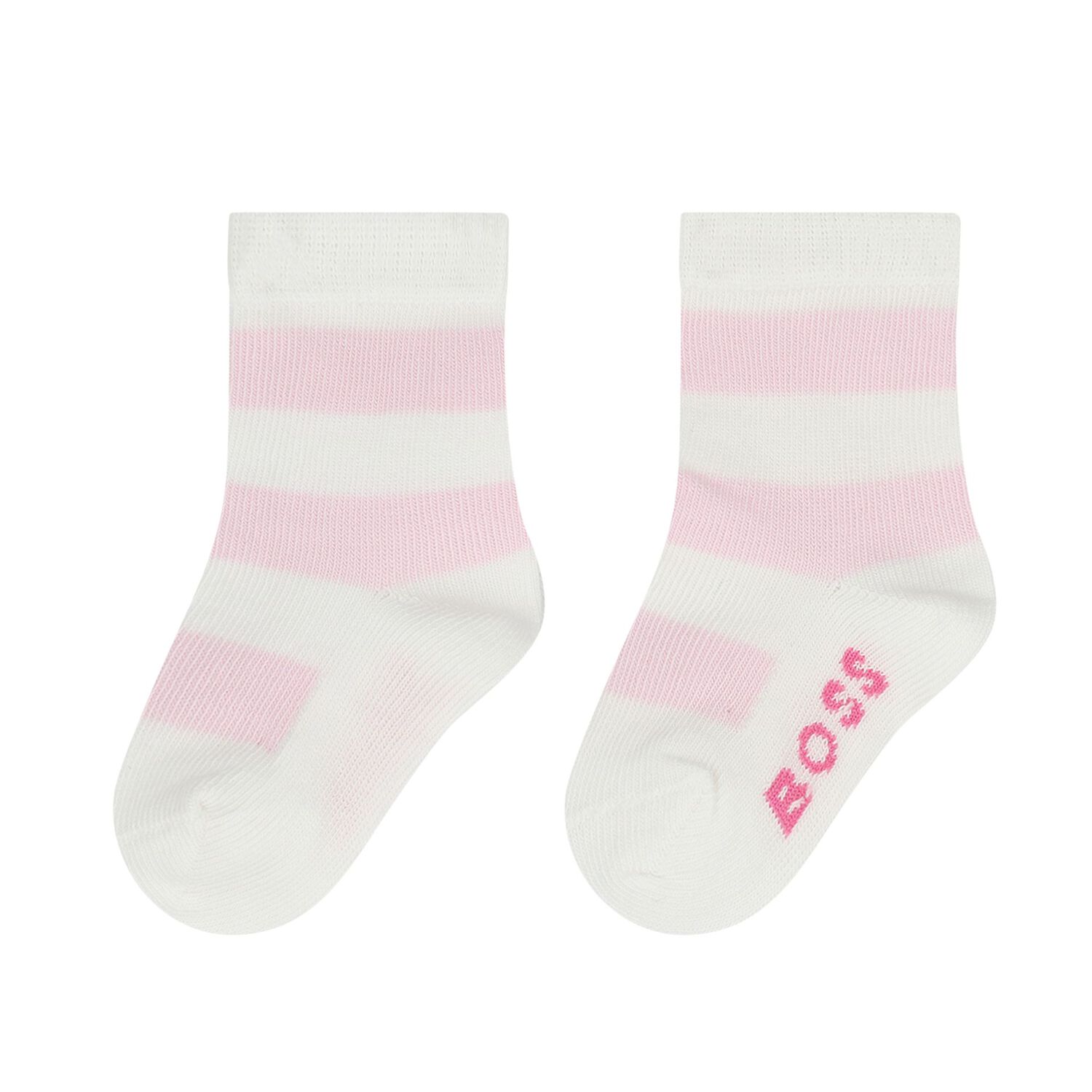 Baby Girls White & Pink Logo Socks ( 3-Pack ) , 1, hi-res