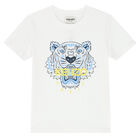 Boys White Tiger Logo T-Shirt, 1, hi-res