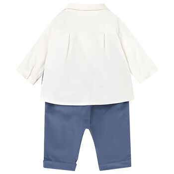 Baby Boys White & Blue Waistcoat Suit