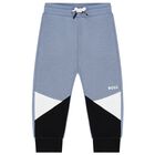 Younger Boys Blue & Black Logo Tracksuit, 1, hi-res