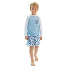 Boys White Batik Fish Swim Short, 1, hi-res