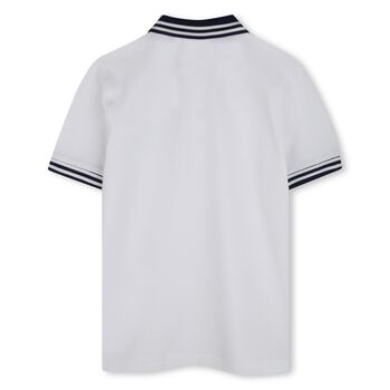 Boys White & Black Logo Polo Shirt