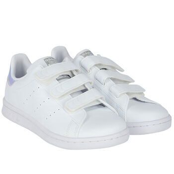 White Iridescent Stan Smith Velcro Trainers